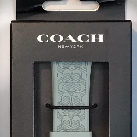 COACH Rubber Teal Embossed Apple Watch Strap for 38 40 41mm Apple Watches *BNIB - Picture 4 of 14